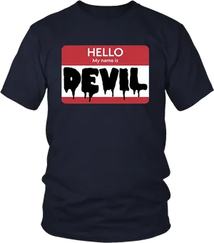 Hello My Name Is Devil T Shirt PNG image