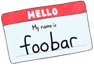 Hello My Name Is Foobar Name Tag PNG image