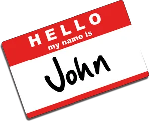 Hello My Name Is John Name Tag PNG image