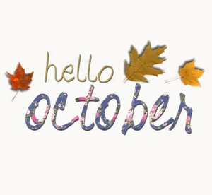 Hello October Autumn Greeting PNG image