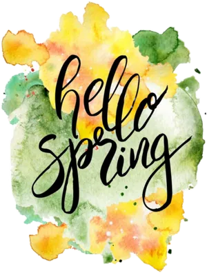 Hello Spring Watercolor Splash PNG image