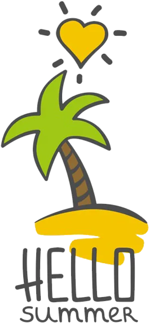 Hello Summer Palm Tree Clipart PNG image