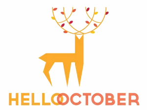 Helloctober Autumn Deer Illustration PNG image