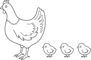 Henand Chicks Coloring Page PNG image