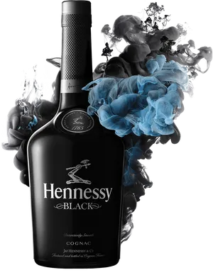 Hennessy Black Cognac Bottlewith Smoke Art PNG image