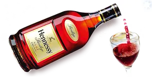 Hennessy Bottle Pouring Into Glass PNG image