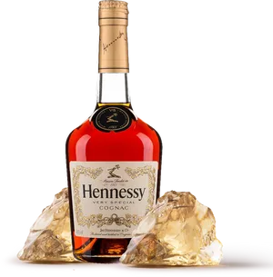 Hennessy Cognac Bottleon Ice PNG image