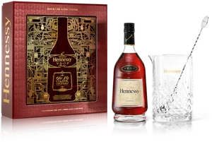 Hennessy V S O P Cognacwith Glassand Stirrer PNG image