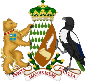 Heraldic_ Coat_of_ Arms_with_ Bear_and_ Raven PNG image