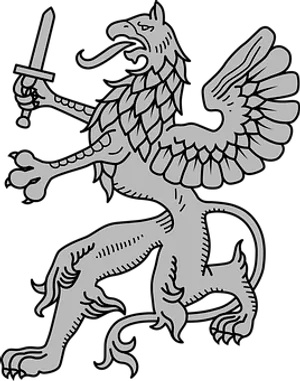 Heraldic_ Griffin_with_ Sword_ Vector