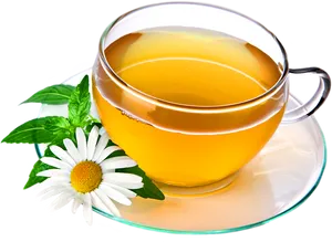 Herbal Teain Glass Cupwith Mintand Daisy