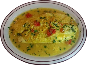 Herband Tomato Omelettein Plate PNG