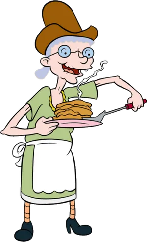 Hey Arnold Character Serving Pancakes PNG image