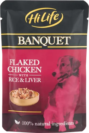 Hi Life Banquet Dog Food Flaked Chicken Rice Liver PNG