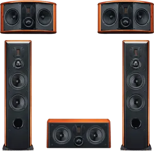 High End Surround Sound Speakers Setup PNG