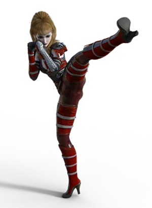 High Kick Female Fighter Costume PNG image