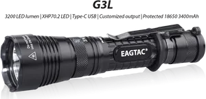 High Power L E D Flashlight E A G T A C G3 L