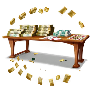 High Stakes Gambling Table With Moneyand Gold Bars PNG image