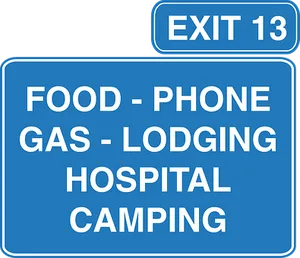 Highway Exit Services Sign Phone Mentioned PNG image