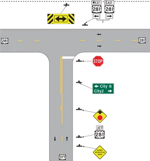 Highway Intersection Road Signs Illustration PNG image