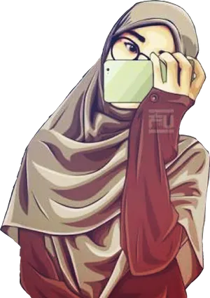 Hijab Wearing Woman With Mask PNG image