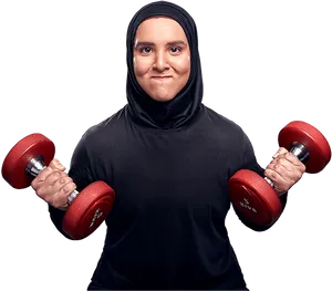 Hijabi Woman Weightlifting Fitness