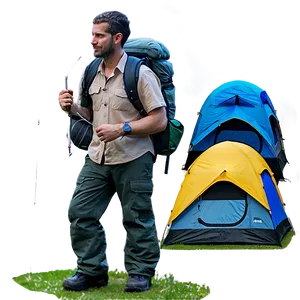Hiker In Forest Camp PNG 06262024