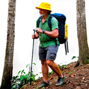 Hiker In Forest Camp PNG 3