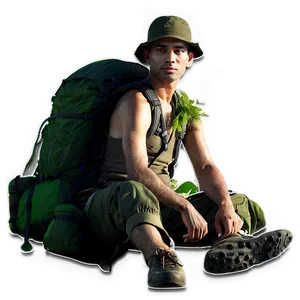 Hiker In Forest Camp PNG Cat12 PNG