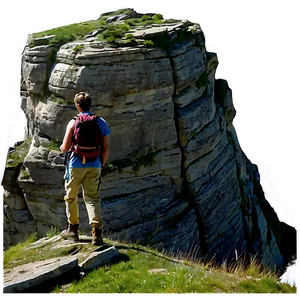 Hiker On Cliff Png Qpw PNG image