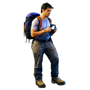 Hiker With Headlamp PNG Ufb
