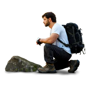 Hiker With Headlamp PNG Wci54