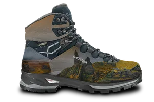 Hiking Bootwith Mountain Print