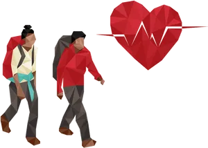 Hiking Heart Health Connection PNG image