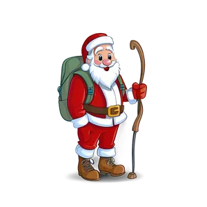 Hiking Santa Cartoon PNG 06282024 PNG