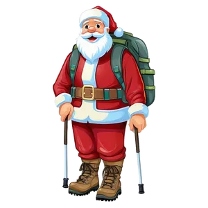 Hiking Santa Cartoon PNG 06282024 PNG