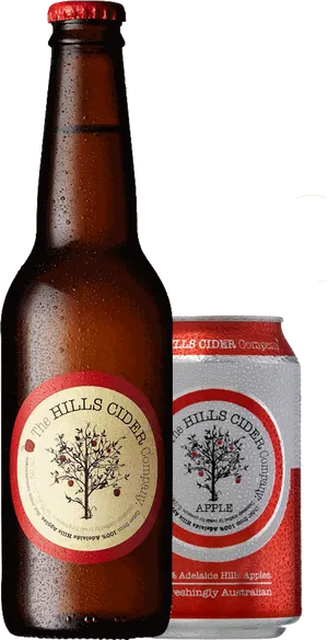 Hills Cider Bottleand Can PNG image