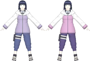 Hinata Hyuga3 D Model Comparison PNG