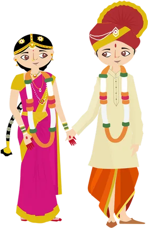 Hindu Brideand Groom Cartoon PNG image