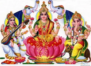 Hindu Deities Lakshmi Saraswati Ganesha PNG