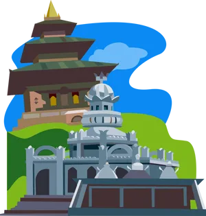 Hindu_ Temple_ Illustration_ Vector PNG