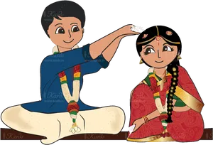 Hindu Wedding Ceremony Cartoon PNG image