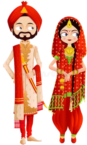 Hindu Wedding Couple Cartoon PNG image