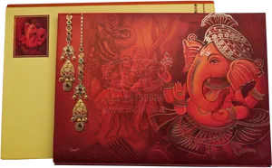 Hindu Wedding Invitation Ganesha Design PNG image