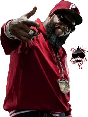 Hip Hop Artist Pointing Gesture PNG image