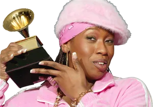 Hip Hop_ Artist_with_ Award_ Trophy PNG image