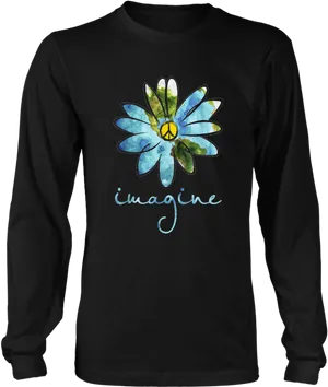 Hippie Imagine Peace Flower Long Sleeve Shirt PNG image