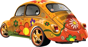 Hippie Volkswagen Beetle PNG image