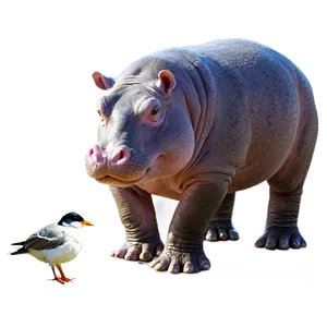 Hippo With Birds PNG 7 PNG