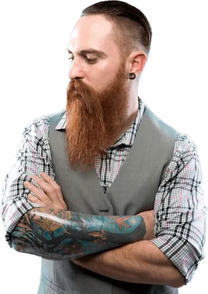 Hipster Manwith Beardand Tattoos PNG image